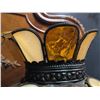 Image 9 : Stained Glass Hanging Lamp With Brown and Cream Slag Glass Panels and Metal Trim