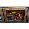 Image 6 : Lot: Diecast Vehicles, Metal Dog Box, Manual Grinder, Spur, Horse, Plastic Figures