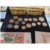 Image 5 : Soviet-Era Banknotes, Coins and Wicker Basket