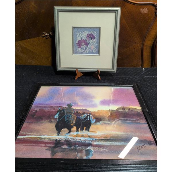 Framed Prints: Western Scene By Flatt Bres & Floral By Carol Robinson