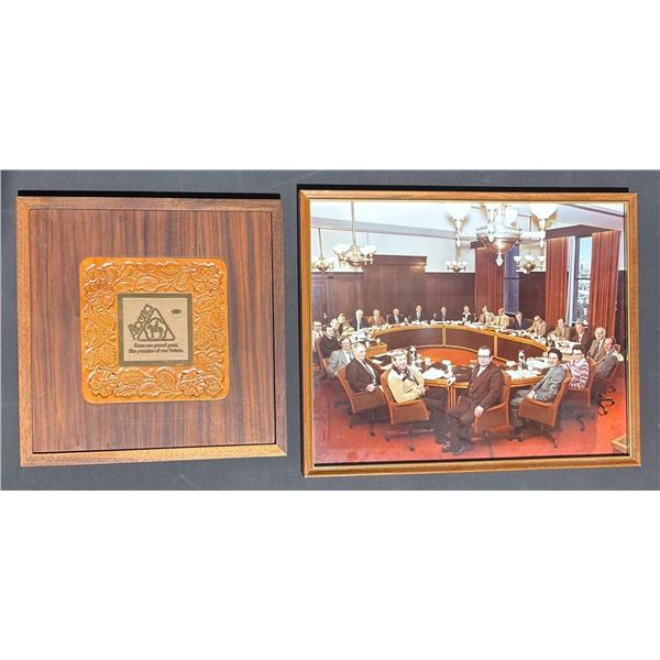 Framed Photo First Ministers' Conference, 'Alberta: Our Proud Past' Plaque, Scarlet and Gold LP