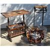 Image 1 : Wooden Magazine Rack Table, Metal Plant Stand, and Autumn Wreath Lot