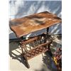 Image 2 : Wooden Magazine Rack Table, Metal Plant Stand, and Autumn Wreath Lot