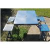 Image 1 : Blue Folding Picnic Table with Four Attached Seats