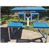 Image 2 : Blue Folding Picnic Table with Four Attached Seats