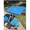 Image 3 : Blue Folding Picnic Table with Four Attached Seats