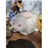 Image 2 : Decorative Lot: Faux Flowers, Figurines, Plush Bunny, Spring Tree Kit, Metal Tin