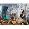 Image 3 : Decorative Lot: Faux Flowers, Figurines, Plush Bunny, Spring Tree Kit, Metal Tin