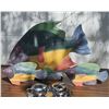 Image 1 : 3 Painted Wooden Fish And Metal Cream And Sugar Set With Tray