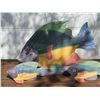 Image 2 : 3 Painted Wooden Fish And Metal Cream And Sugar Set With Tray