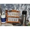 Image 2 : Kitchenware Lot with Cookware, Spice Rack, Thermoses, and Containers