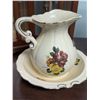 Image 2 : Decorative Lot: Horse Figurine, Pitcher and Bowl, Oil Lamp, Clock, and Display Cabinets