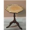 Image 1 : Round Wooden Side Table with Scalloped Edge and Tripod Base