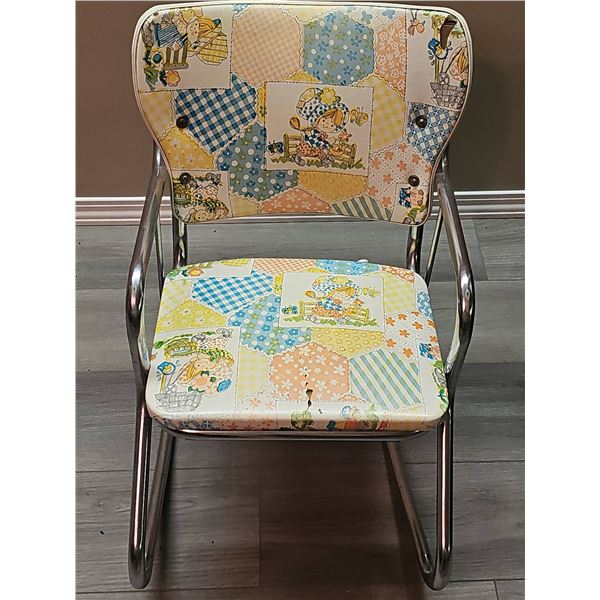 Children's Chrome Frame Chair With Patchwork Vinyl Upholstery