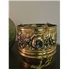 Image 2 : Embossed Brass Planter and Green Textured Glass Pitcher