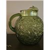 Image 3 : Embossed Brass Planter and Green Textured Glass Pitcher