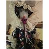 Image 6 : Decorative Lot: Parrot Wood Mobile, Art Glass Bowl, Stuffed Mouse Doll, Porcelain Clown Figure