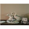 Image 1 : Porcelain Swan Double Candle Holder With Matching Coaster Set
