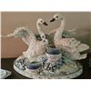 Image 2 : Porcelain Swan Double Candle Holder With Matching Coaster Set