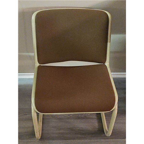 Vintage Tubular Metal Cantilever Chair with Brown Upholstery