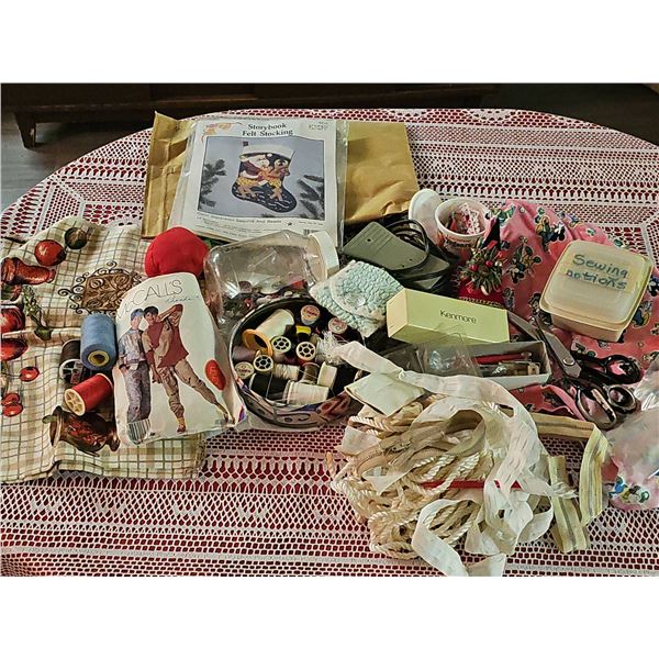 Large Sewing Lot with McCall's Pattern, Threads, Notions and Accessories
