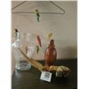 Image 1 : Lot: Glass Jar, Carved Figure, Parrot Mobile, Parasitic Wood Sculpture
