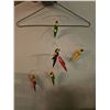 Image 2 : Lot: Glass Jar, Carved Figure, Parrot Mobile, Parasitic Wood Sculpture