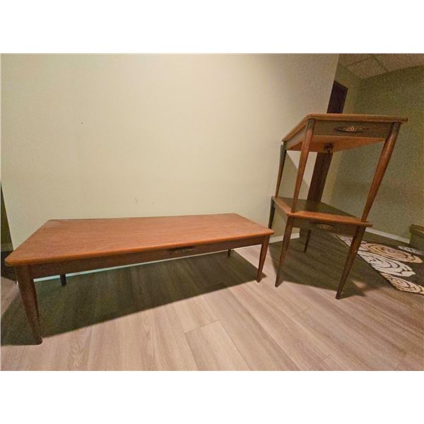 Mid-Century Modern Coffee Table and Pair of End Tables, Wood