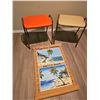 Image 1 : Metal and Vinyl Stools with Dominican Republic Wall Hanging