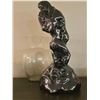 Image 1 : Abstract Black Glazed Ceramic Sculpture of Embracing Figures