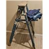 Image 1 : Wooden Step Ladder with Paint Splatter and Folded Denim Fabrics