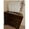 Image 1 : Needs repair * Wooden Chest of Drawers with Brass Pulls, Three Drawer Unit