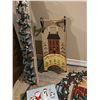 Image 2 : Christmas Decor Lot: Pair of Sleds, Holiday Box, and Festive Door Mat