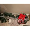 Image 1 : Holiday Décor Lot With Garland, Santa Sack, and Table Linens