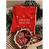 Image 3 : Holiday Décor Lot With Garland, Santa Sack, and Table Linens