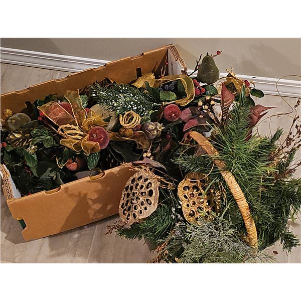 Artificial Holiday Floral Arrangements and Basket