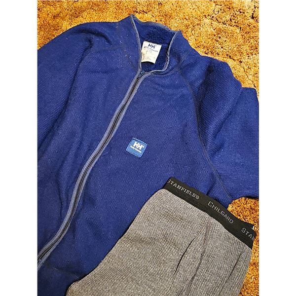 Helly Hansen Blue Zip-Up Coverall and Stanfields Chillgard Pants XL