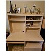 Image 1 : Light Oak Desk With Shelves and Collectible Decor Items
