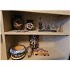 Image 4 : Light Oak Desk With Shelves and Collectible Decor Items