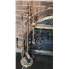 Image 1 : Brass Fireplace Tool Set with Stand and Four Tools