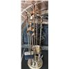 Image 2 : Brass Fireplace Tool Set with Stand and Four Tools