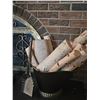 Image 1 : Metal Fireplace Log Holder With Birch Logs and Fireplace Tool