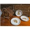 Image 3 : Clear Glass Hen Covered Dish and Set of Four Decorative Small Plates