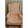 Image 1 : Upholstered Wingback Armchair with Queen Anne Legs