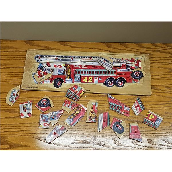 Wooden Pull-Out Puzzle Fire Engine No. 42