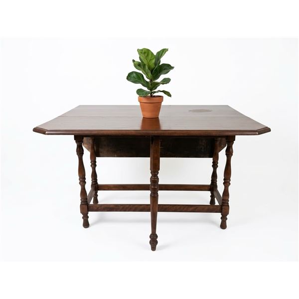 Drop Leaf Wooden Dining Table with Turned Legs