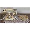 Image 1 : Rotary Dial Telephone and Gold-Trimmed Glass Bowl, Made in Korea