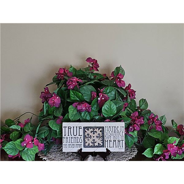 Artificial Pink Flower Arrangement With Inspirational Plaque