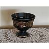 Image 1 : Black Glass Pedestal Compote with Gold Decorative Accents