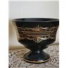 Image 2 : Black Glass Pedestal Compote with Gold Decorative Accents
